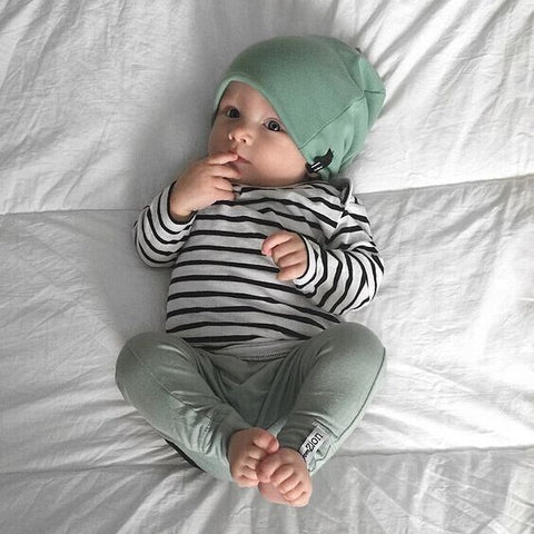 3PCS Set Baby Outfit Long Sleeve + Pants Legging + Hat