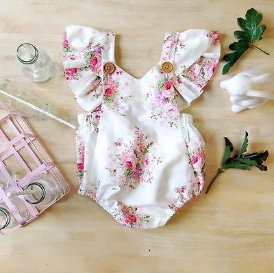 Floral Print Ruffle Rompers
