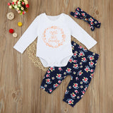 ISN'T SHE LOVELY Outfit Set Romper + Floral Pants + Headband