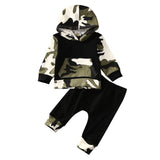 2PCS Set Baby Camouflage Outfit Hoodie Tops + Long Pants